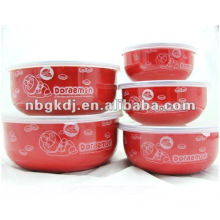 color enamel bowl sets with PP lid